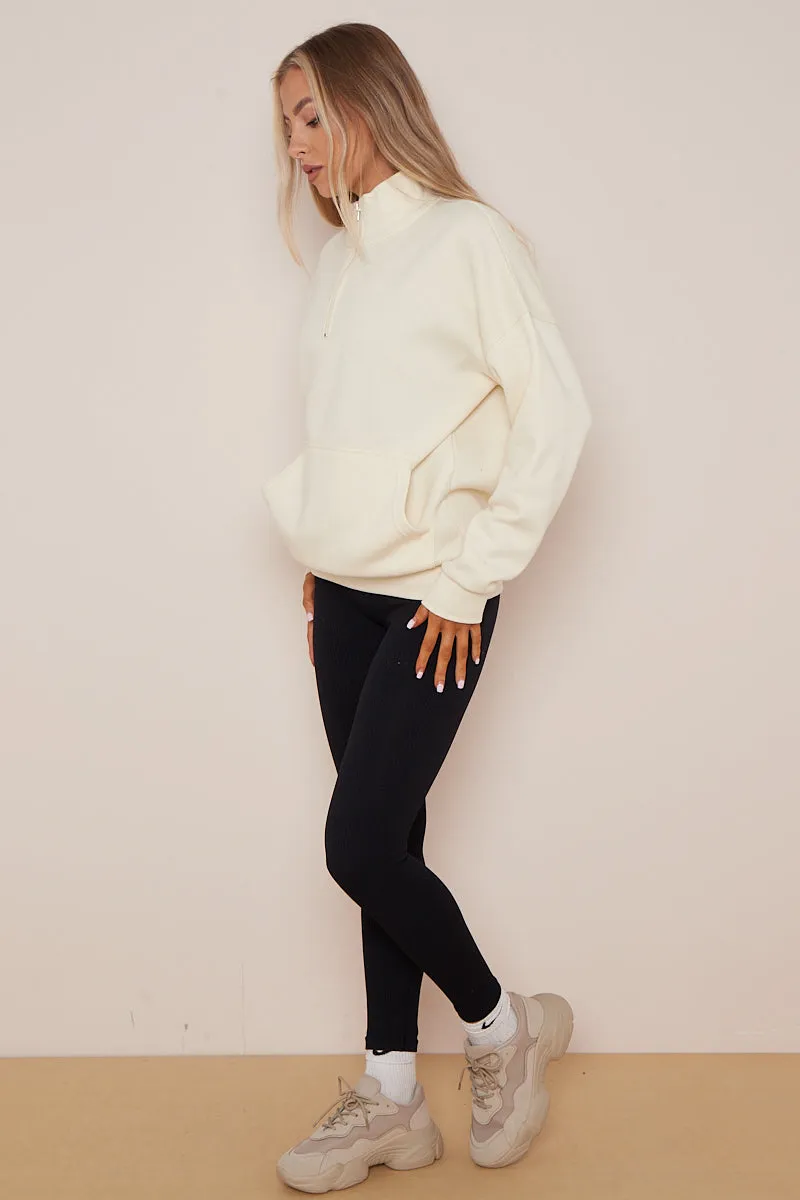 Cream Half Zip Sweatshirt - Jazmine sold by Storm Desire product image thumbnail 2