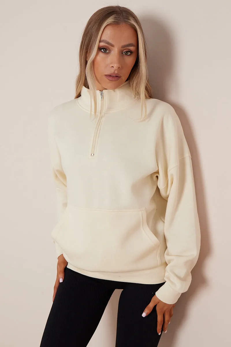 Cream Half Zip Sweatshirt - Jazmine sold by Storm Desire product image thumbnail 4