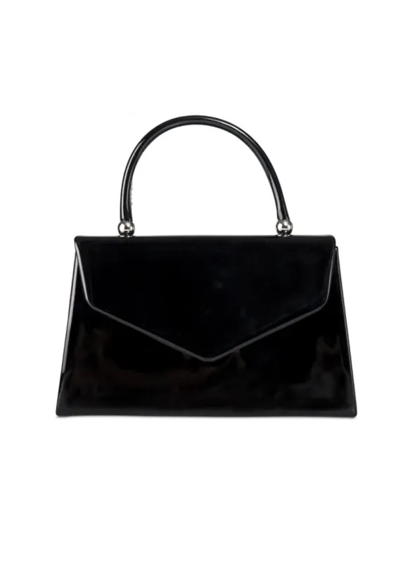 Black Shiny Patent PU Top Handle Mini Bag - Shelby sold by Storm Desire
