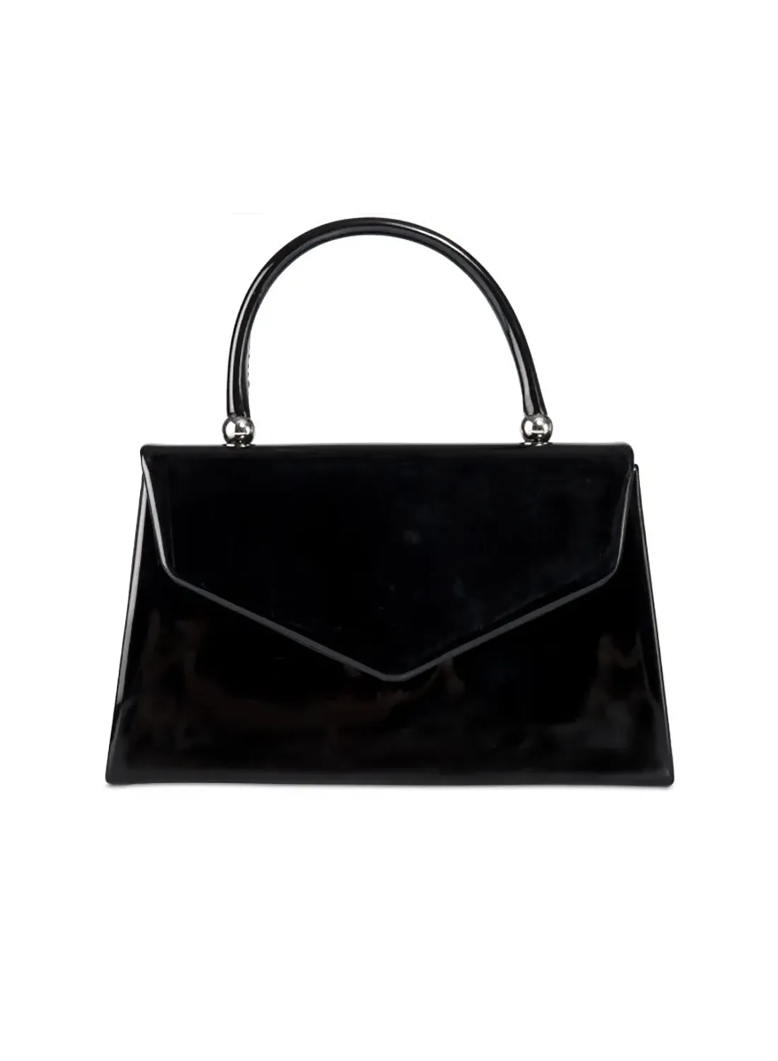 Black Shiny Patent PU Top Handle Mini Bag - Shelby sold by Storm Desire