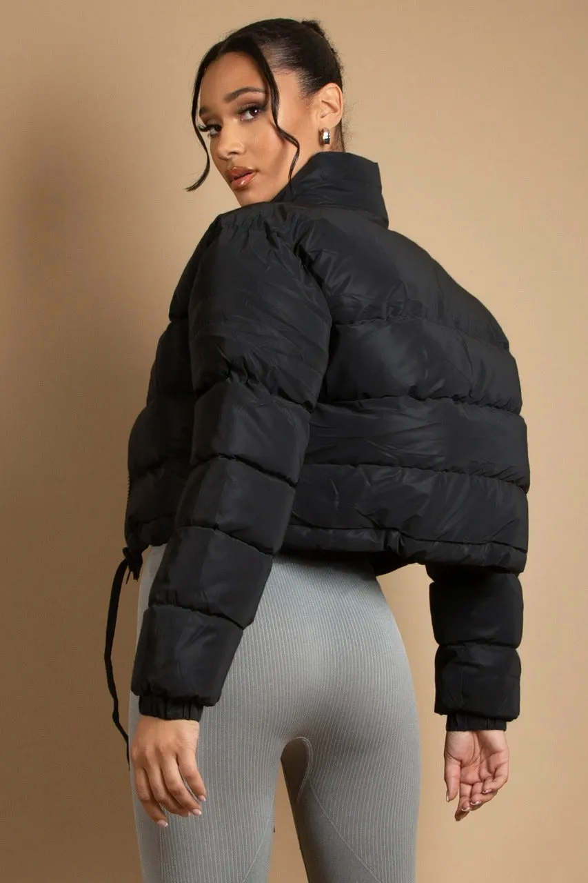 Black Cropped Puffer Jacket - Kylie sold by Storm Desire product image thumbnail 3
