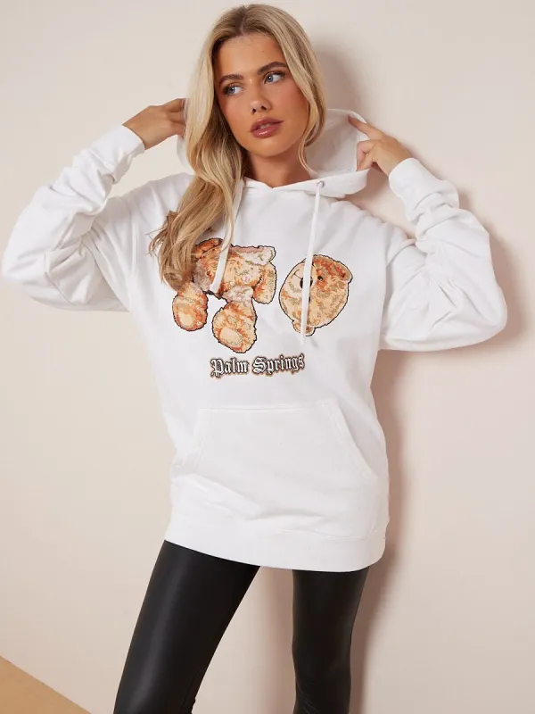 White Palm Springs Graphic Print Hoodie - Anika sold by Storm Desire