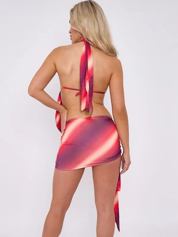 Purple Tie-Dye Halter Neck Top & Skirt Co-ord sold by Storm Desire product image thumbnail 2