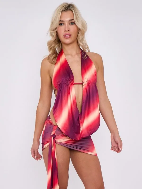 Purple Tie-Dye Halter Neck Top & Skirt Co-ord sold by Storm Desire product image thumbnail 4