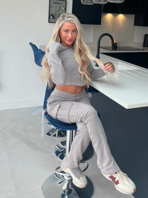 Utility Pocket Crop Zip Top & Flare Jogger Set - Isabel sold by Storm Desire