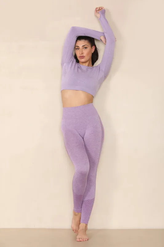 Lilac Cut Out Top And Push Up Legging Gym Set - Mina sold by Storm Desire