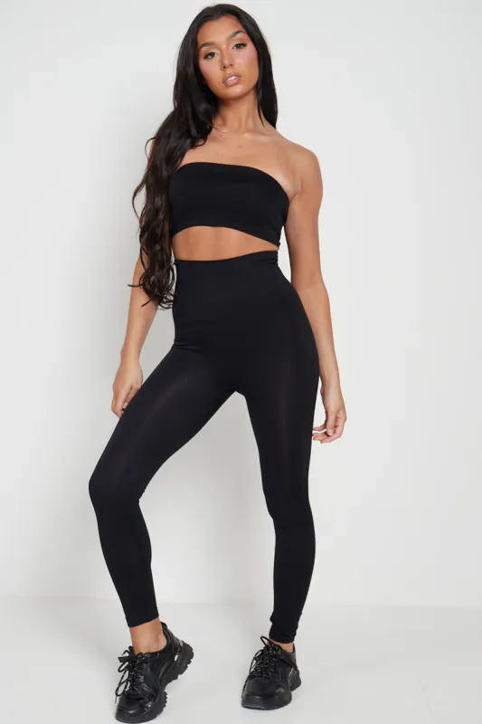 High Waist Ribbed Gym Leggings - Della sold by Storm Desire