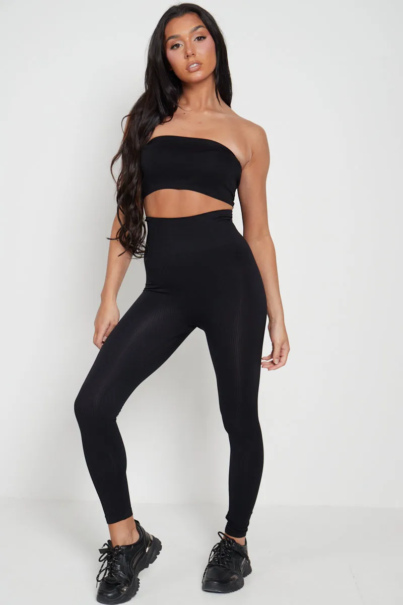 High Waist Ribbed Gym Leggings - Della sold by Storm Desire