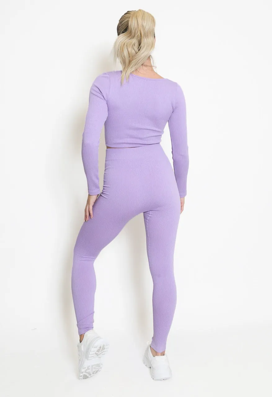 Lilac Front Drip Ribbed Gym Set - Harlee sold by Storm Desire product image thumbnail 3