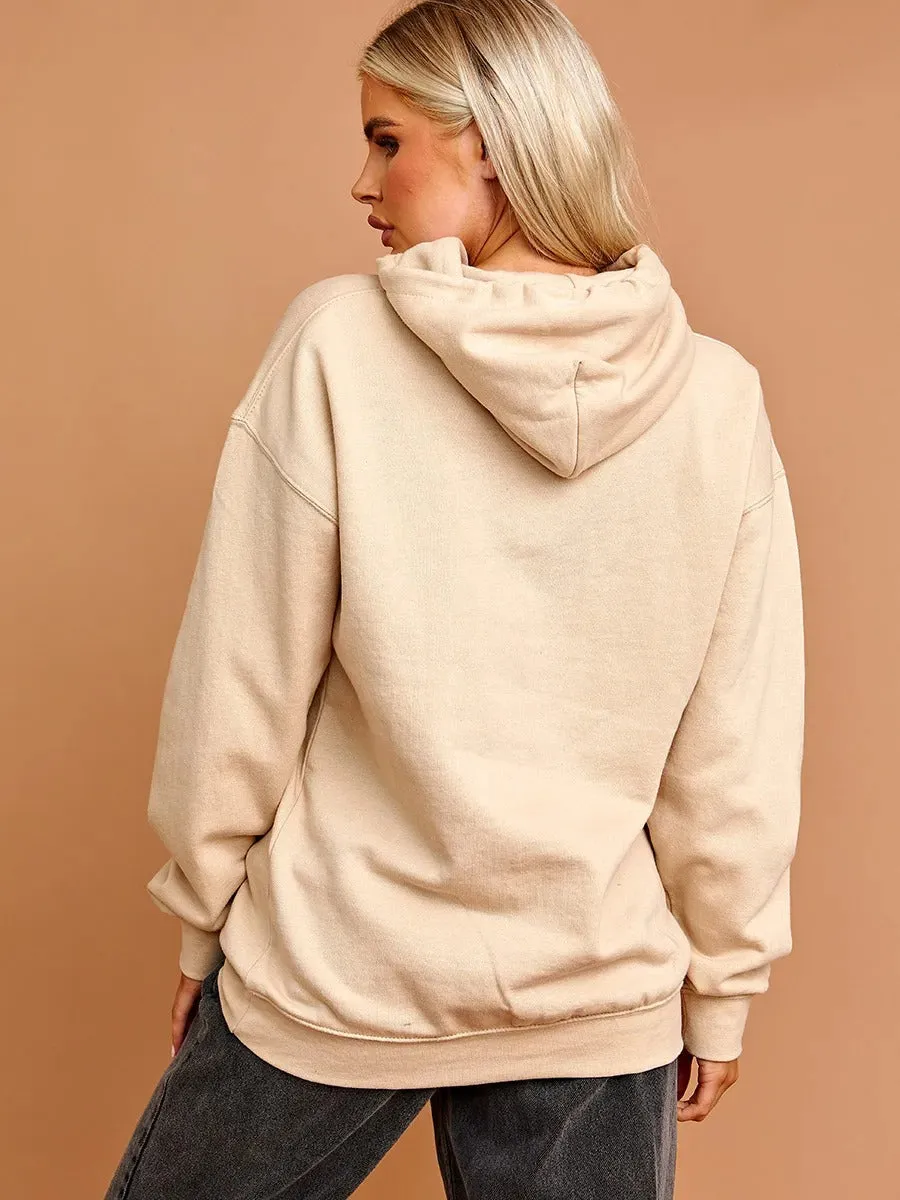 Beige Neon Print Teddy Graphic Hoodie - Marilyn sold by Storm Desire product image thumbnail 3