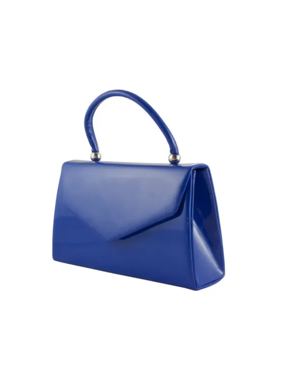Royal Blue Shiny Patent PU Top Handle Mini Bag - Shelby sold by Storm Desire
