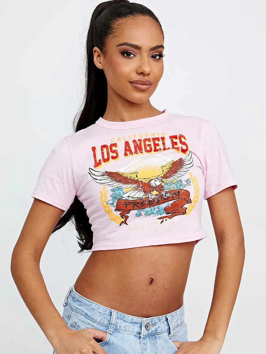 Pink Freedom Eagle Printed Crop Top - Diana sold by Storm Desire product image thumbnail 3