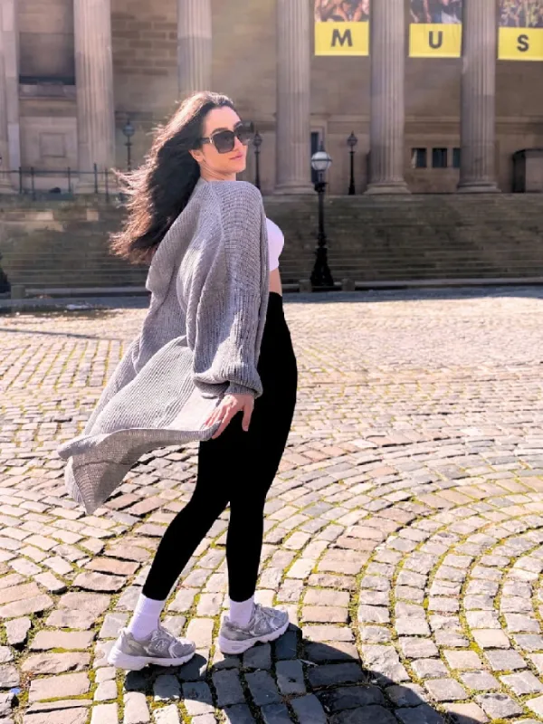Grey Oversize Longline Knitted Cardigan - Kori sold by Storm Desire