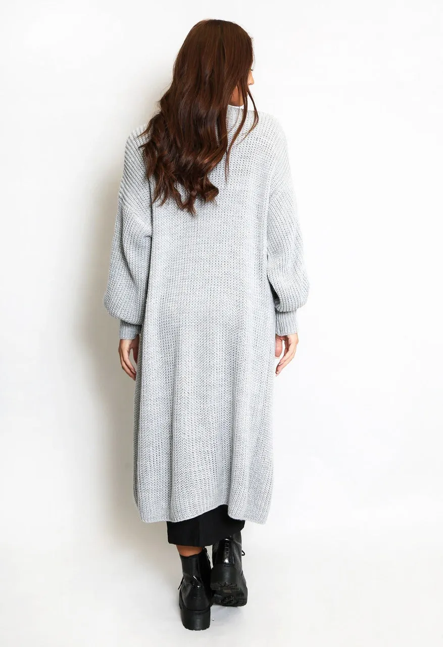 Grey Oversize Longline Knitted Cardigan - Kori sold by Storm Desire product image thumbnail 3