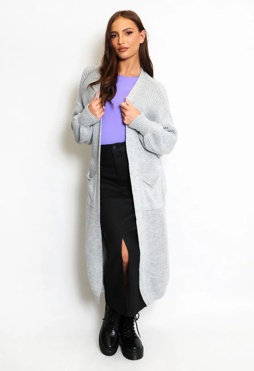 Grey Oversize Longline Knitted Cardigan - Kori sold by Storm Desire product image thumbnail 2