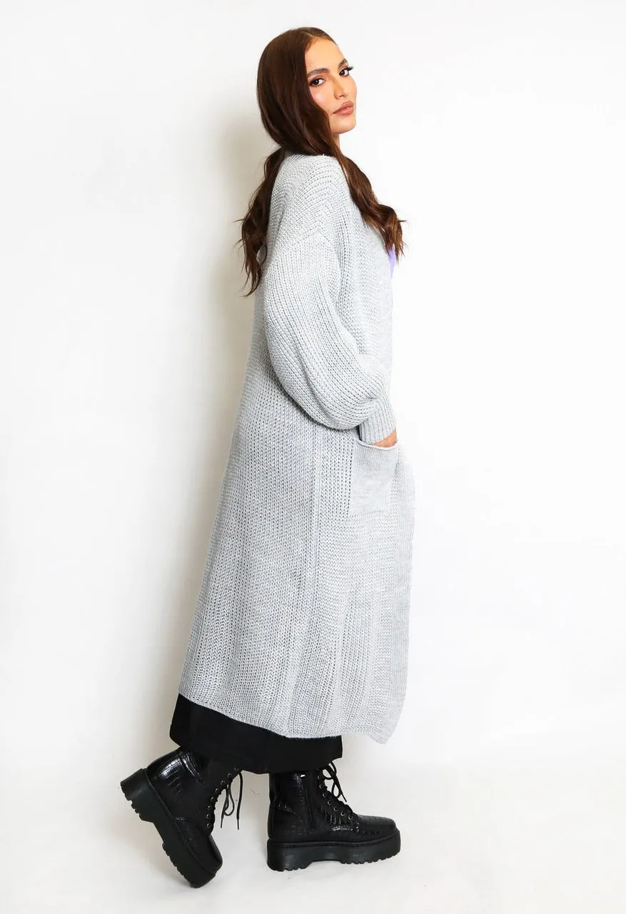 Grey Oversize Longline Knitted Cardigan - Kori sold by Storm Desire product image thumbnail 4