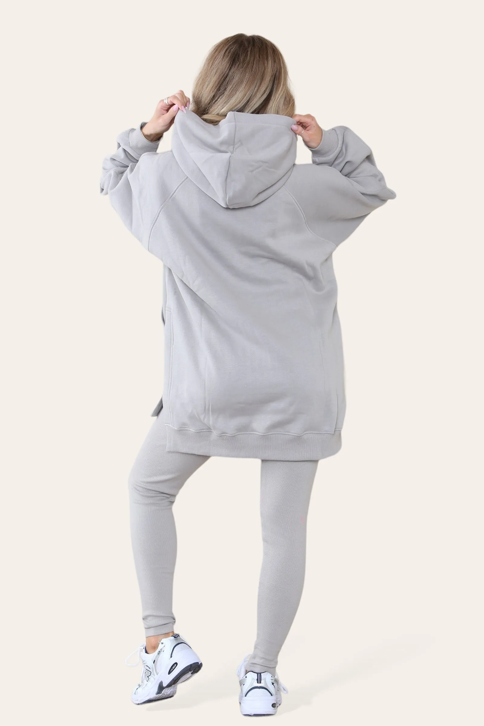 Dove Grey Oversized Split Sides Hoodie & Ribbed Leggings Co-ord - Shelly sold by Storm Desire product image thumbnail 4