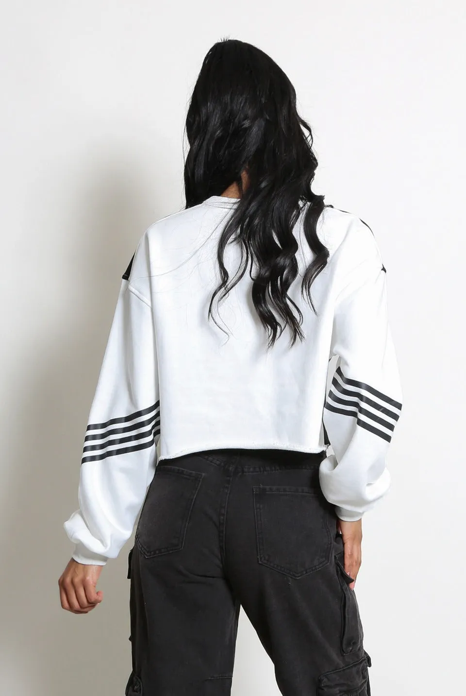 White Cropped Slogan Racing Sweatshirt - Grace sold by Storm Desire product image thumbnail 3
