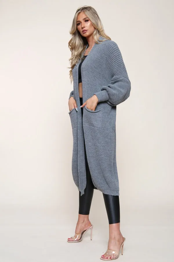 Dark Grey Oversize Longline Knitted Cardigan - Kori sold by Storm Desire product image thumbnail 2