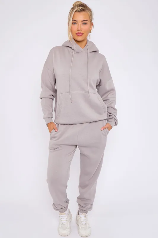 Dove Grey Hooded Oversize & Jogger Loungewear Set - Flora sold by Storm Desire