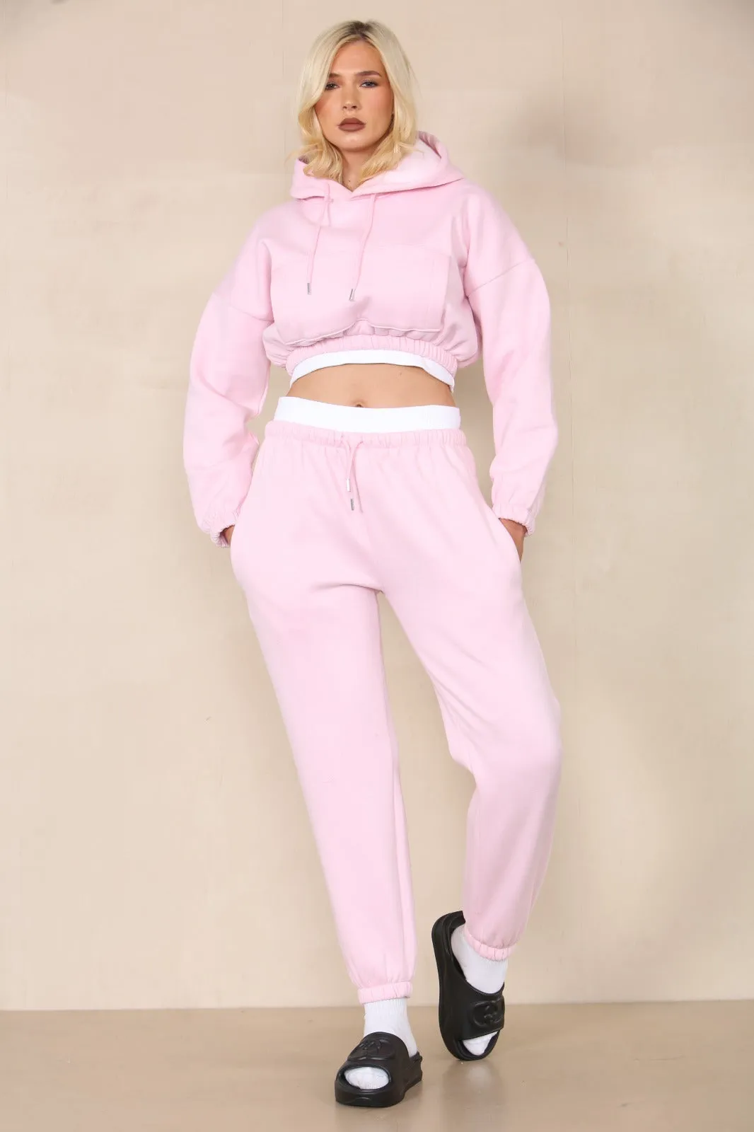 Pink Crop Hooded Loungewear - Nelly sold by Storm Desire