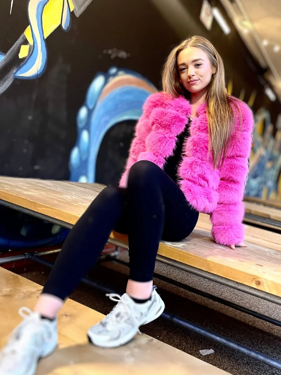 Neon Pink Super Soft Faux Fur Jacket - Salma sold by Storm Desire product image thumbnail 3