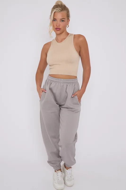 Dove Grey Casual Oversize Joggers Loungewear - Gloria sold by Storm Desire