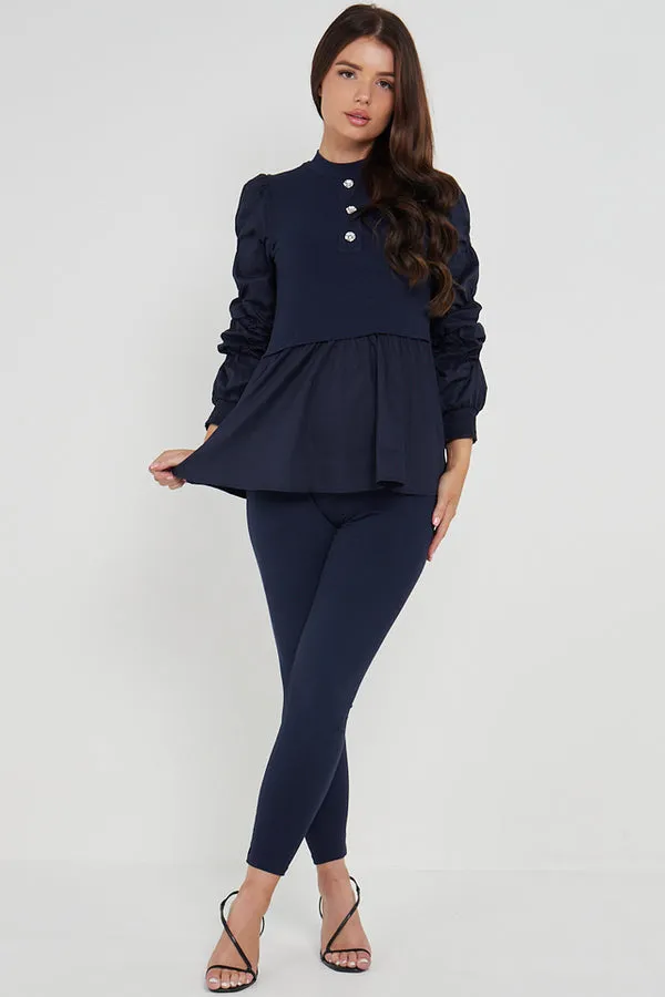 Navy Blue Shirt Jumper Two Piece Loungewear Set - Wynter sold by Storm Desire product image thumbnail 4