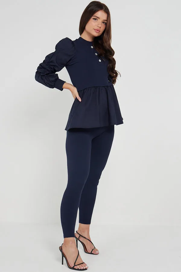 Navy Blue Shirt Jumper Two Piece Loungewear Set - Wynter sold by Storm Desire product image thumbnail 2