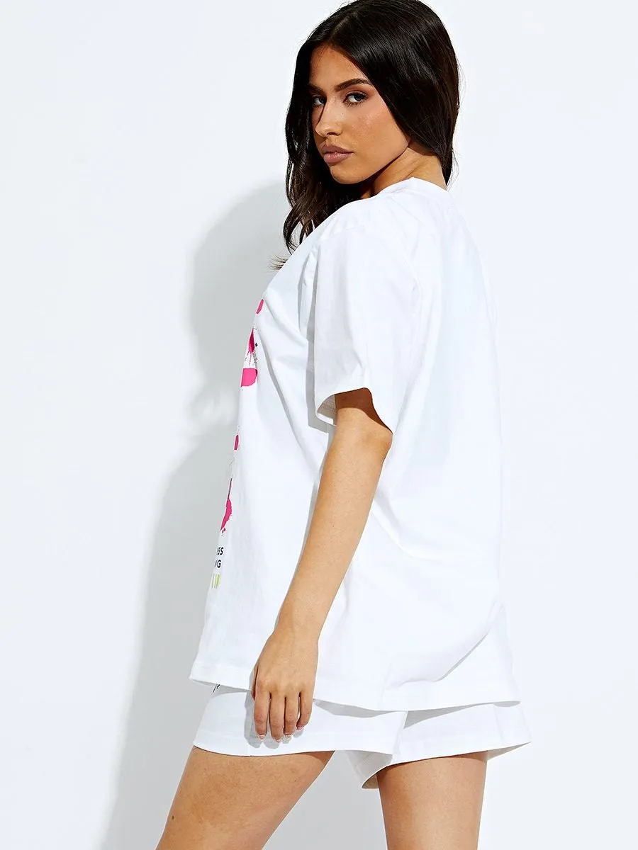 White Self Love Club Oversized T-Shirt & Shorts Set - Louise sold by Storm Desire product image thumbnail 3