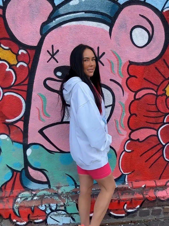 White Neon Print Teddy Graphic Hoodie - Marilyn sold by Storm Desire product image thumbnail 2