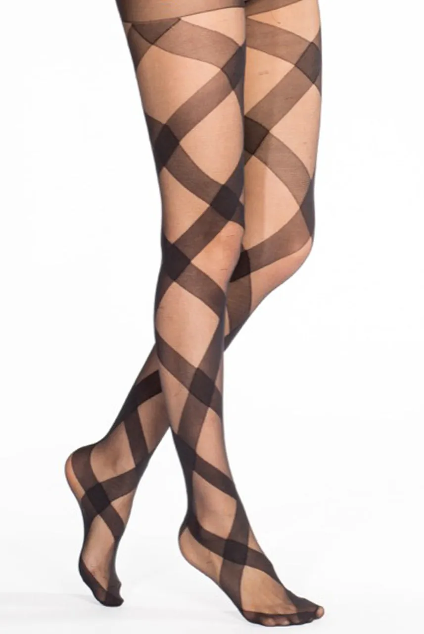 Black Designer Pattern Tights - Denver sold by Storm Desire product image thumbnail 3