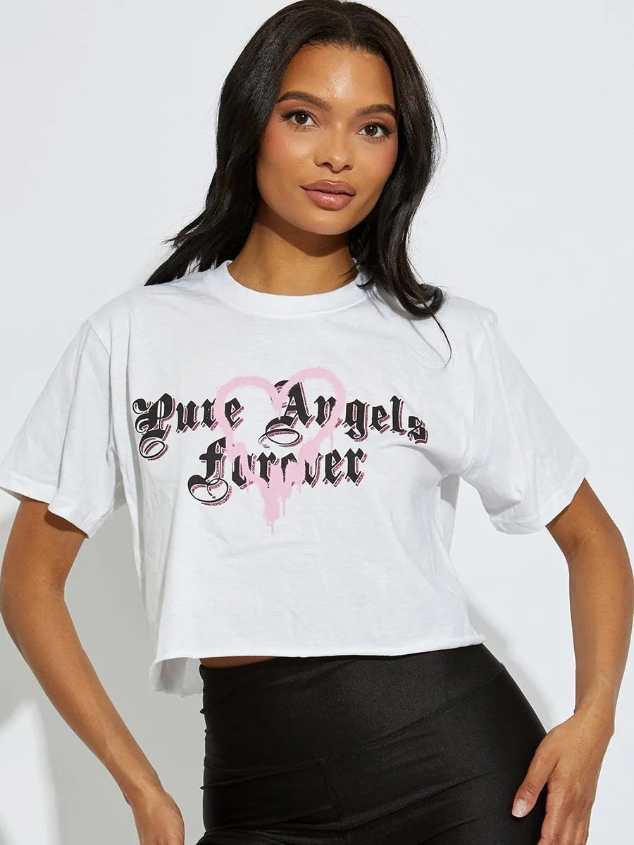 White Oversized Pure Angels Crop Top - Reina sold by Storm Desire