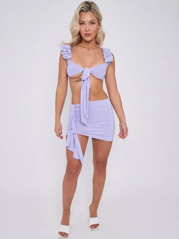 Slinky Tie Knot Crop Top & Sash Skirt Co-ord - Maria sold by Storm Desire