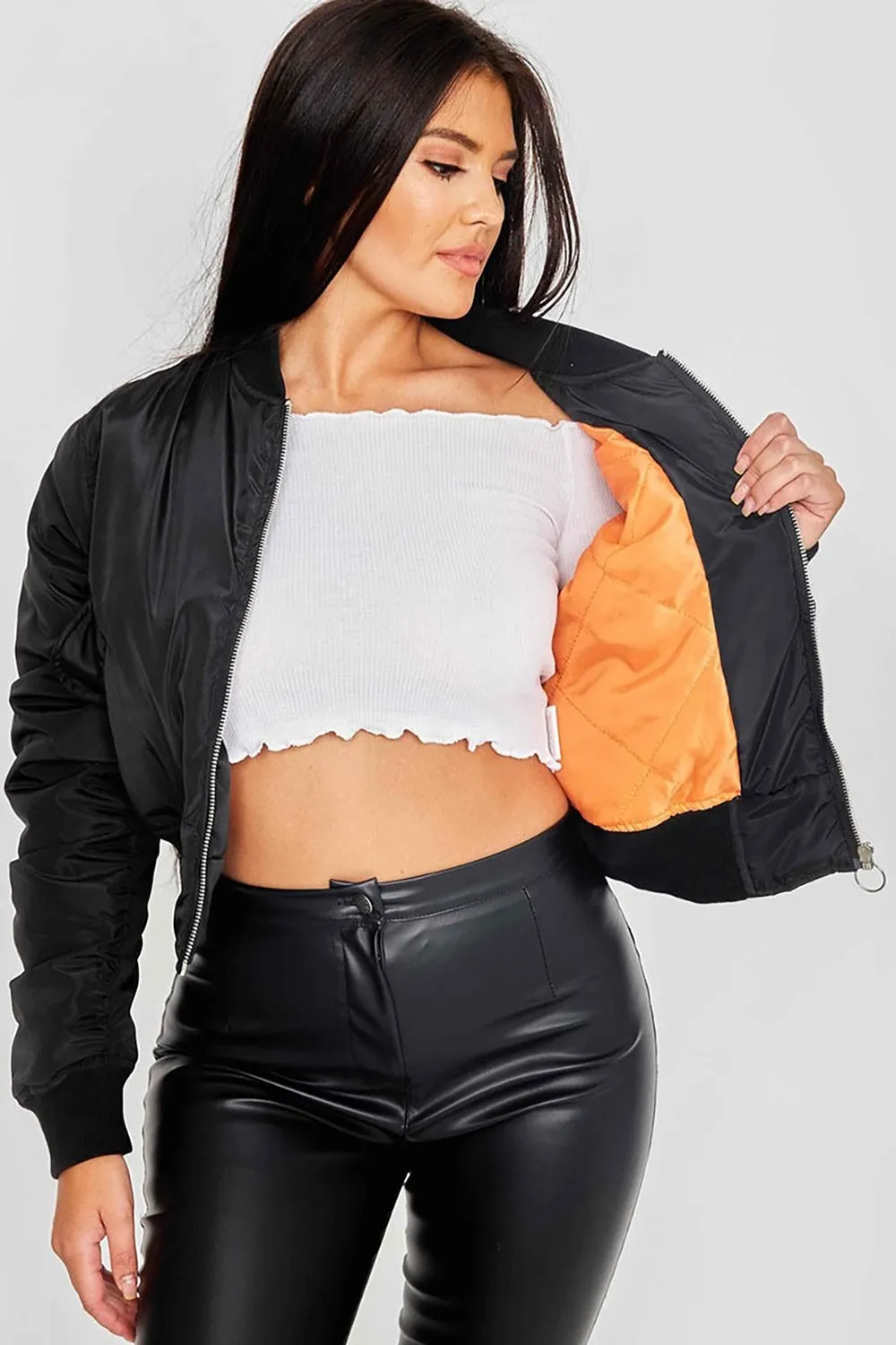 Black Zip Up Bomber Jacket - Chiquita sold by Storm Desire product image thumbnail 4