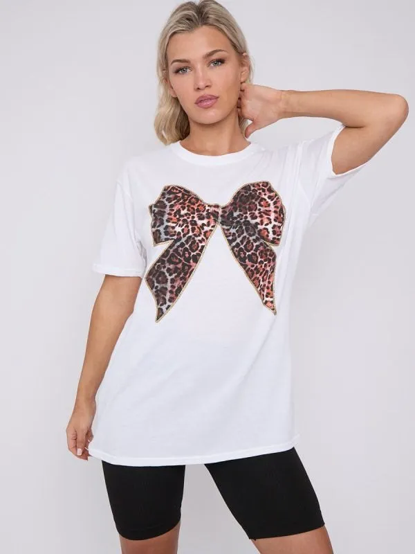 Leopard Print Bow Graphic Printed T-Shirt - Bailey sold by Storm Desire product image thumbnail 2