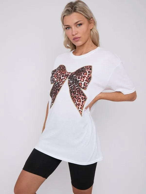 Leopard Print Bow Graphic Printed T-Shirt - Bailey sold by Storm Desire product image thumbnail 3