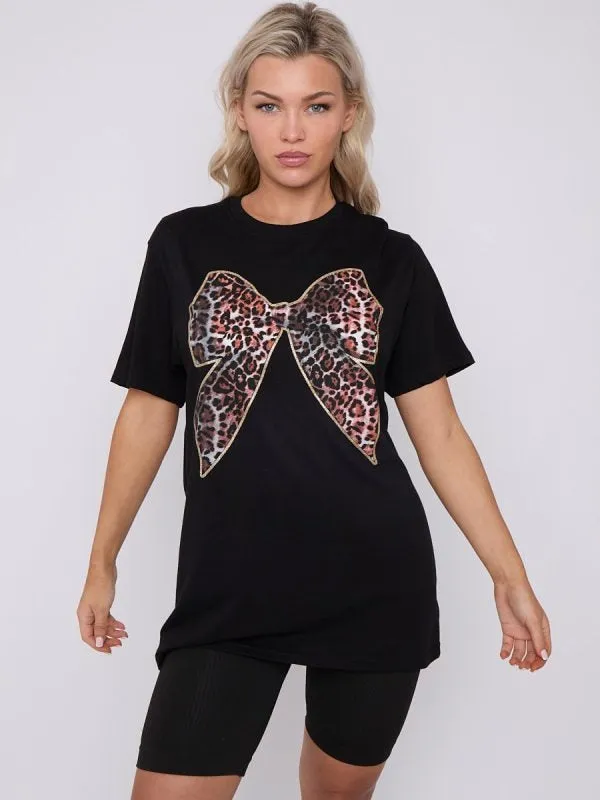 Leopard Print Bow Graphic Printed T-Shirt - Bailey sold by Storm Desire product image thumbnail 5