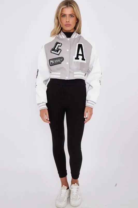 Faux Leather Crop Varsity Jacket - Sofia sold by Storm Desire product image thumbnail 3