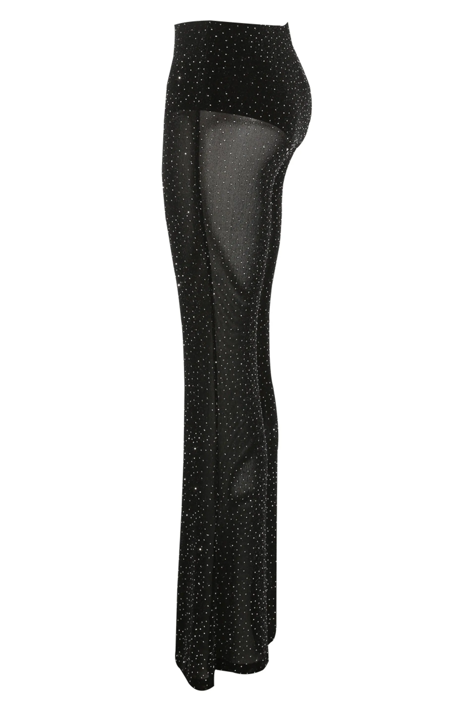 Diamante Embellished Mesh Flare Hem Trouser - sold by Storm Desire product image thumbnail 4