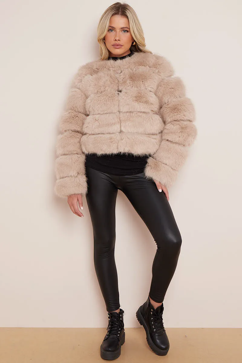 Beige Super Soft Faux Fur Jacket - Salma sold by Storm Desire product image thumbnail 3