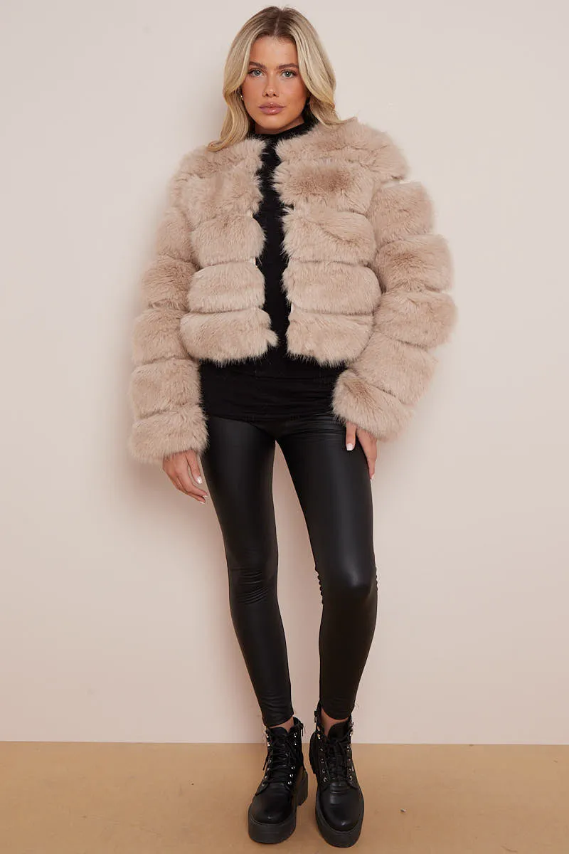 Beige Super Soft Faux Fur Jacket - Salma sold by Storm Desire product image thumbnail 5