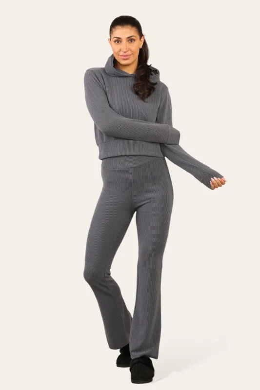 Ribbed Hooded Top & Flare Pants Set - Ariyah sold by Storm Desire