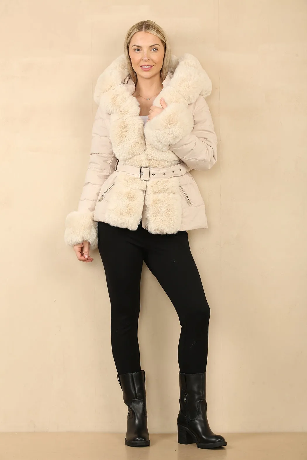 Faux Fur Trim Midi Hooded Puffer Coat - Raya sold by Storm Desire product image thumbnail 5