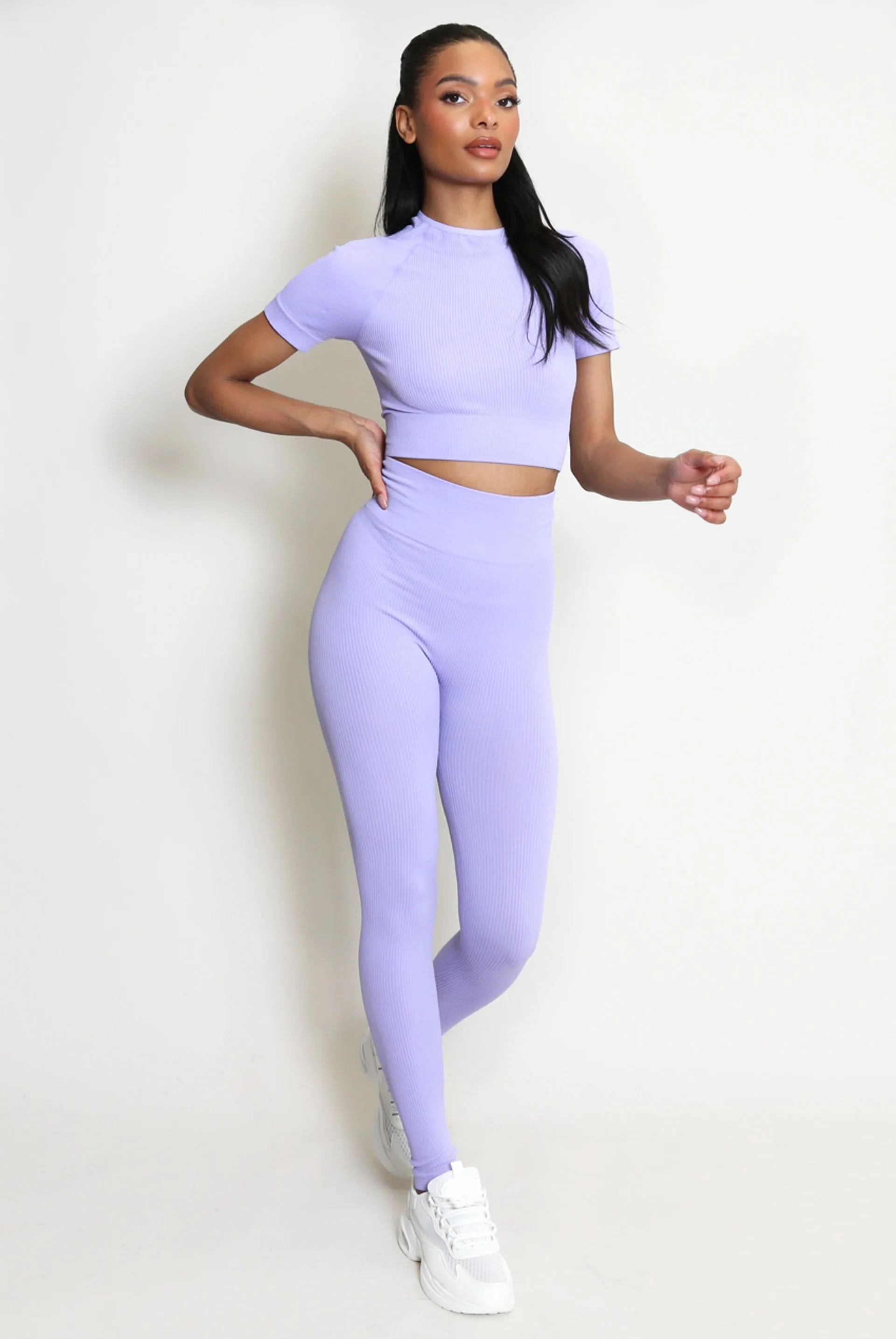 Ribbed Short Sleeve Top And Legging Gym Set - Phoenix sold by Storm Desire product image thumbnail 4