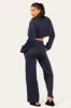Navy Blue Baggy Crop Top And Flare Joggers Loungewear Set - Jamie sold by Storm Desire