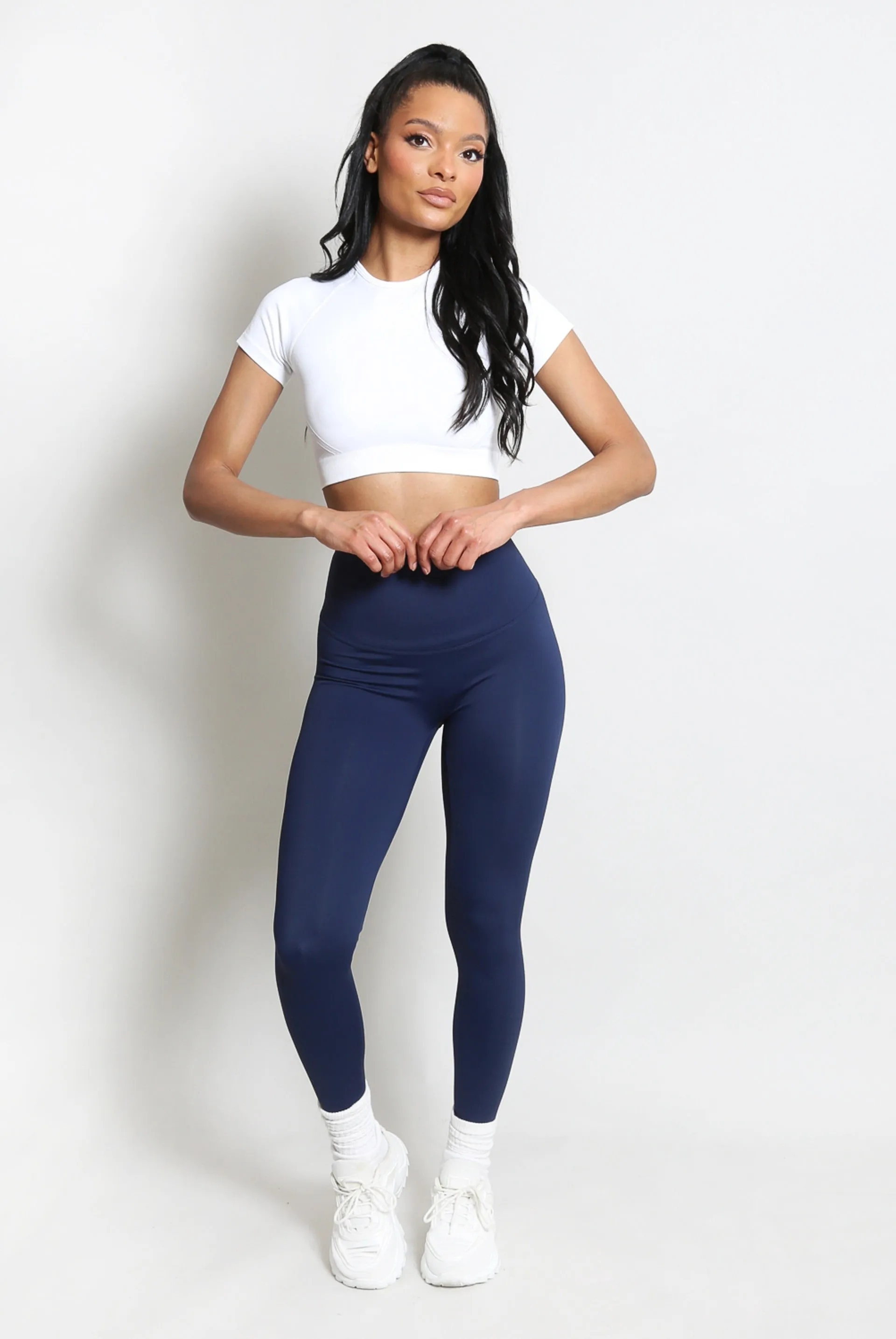 Navy Blue High Waisted Sports Energy Leggings - Lexi sold by Storm Desire product image thumbnail 2