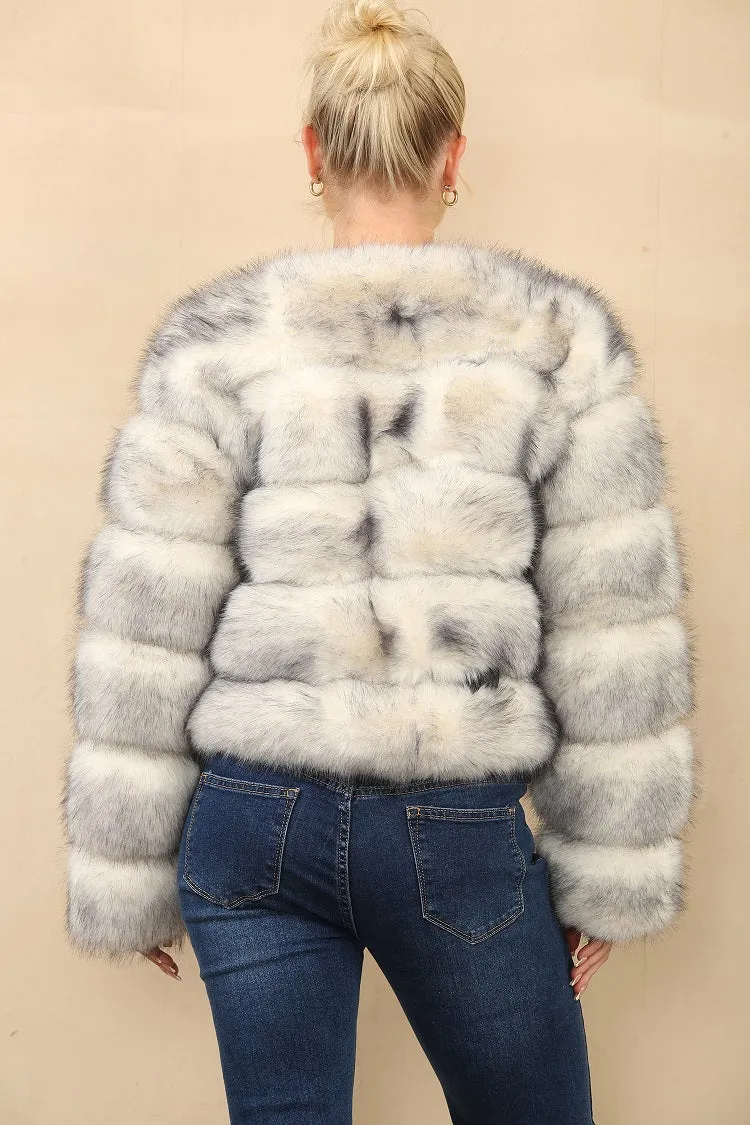 Husky Two Tone Super Soft Faux Fur Jacket - Salma sold by Storm Desire product image thumbnail 4