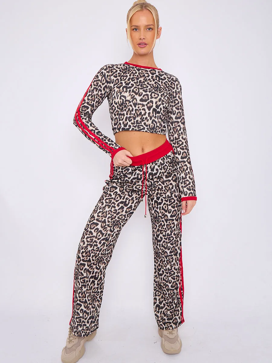 Ribbed Leopard Print Top & Trouser Set - Azalea sold by Storm Desire
