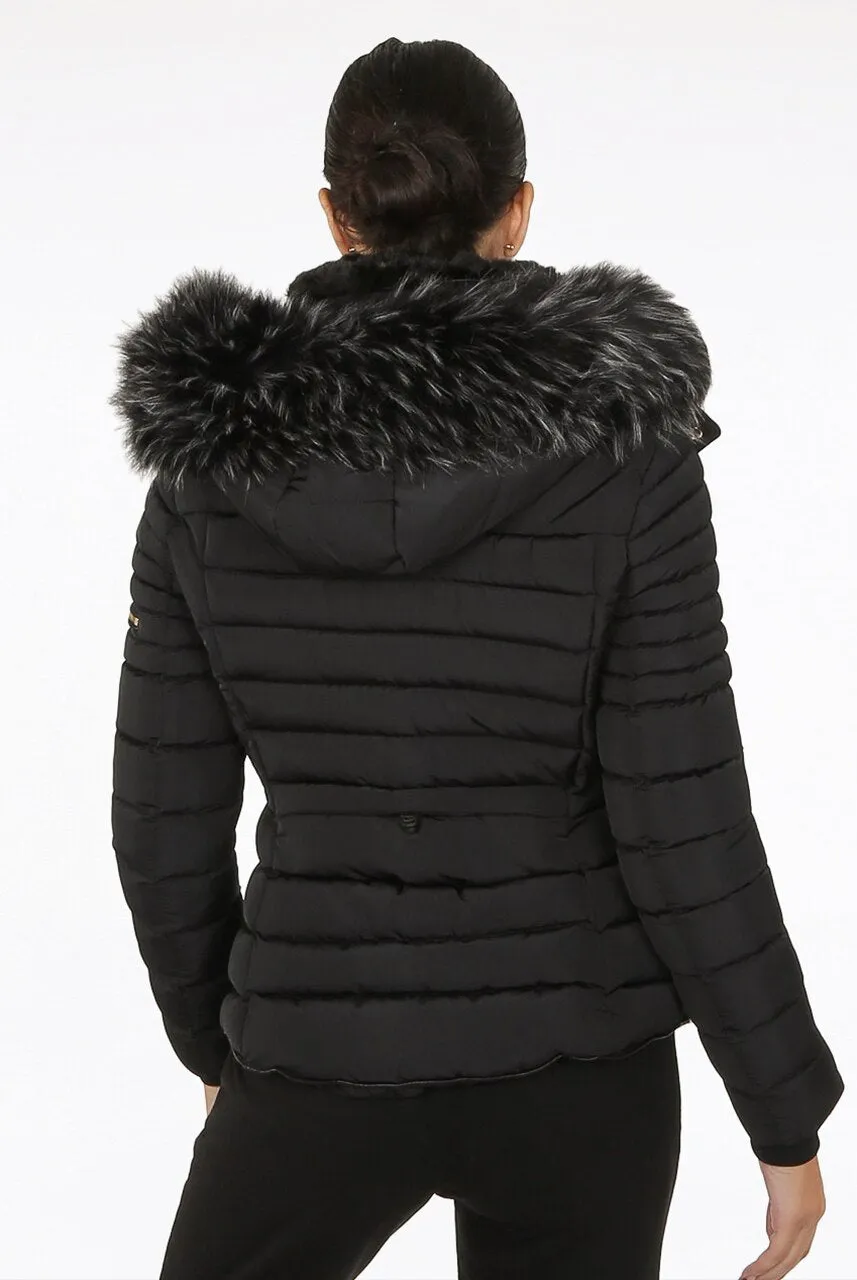 Black Faux Fur Hood Puffer Jacket - Acadia sold by Storm Desire product image thumbnail 3